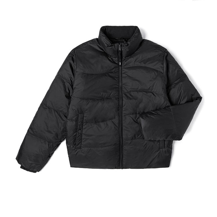 Comfortable Casual Duck Down Solid Color Zipper Long Sleeve Stand Collar Down Jacket Men outerwear Black LMT007849204579K11000