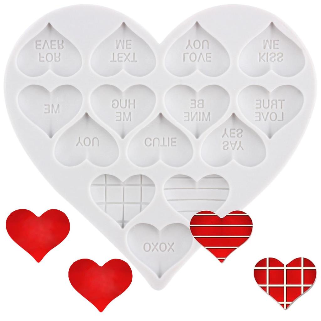 Heart Silicone Molds Love You XOXO Letter Kiss Rose Fondant Mold Cake Decorating Tools Cupcake Topper Candy Resin Clay Chocolate Gumpaste Mold