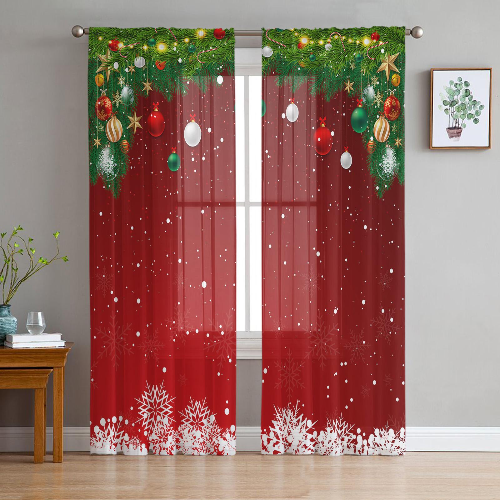 

Рождественский снеговик Holly Berries шифоновые прозрачные шторы для гостиной спальни кухни украшения окна вуали тюль занавески W135 x H185cm x1&Rod Pocket