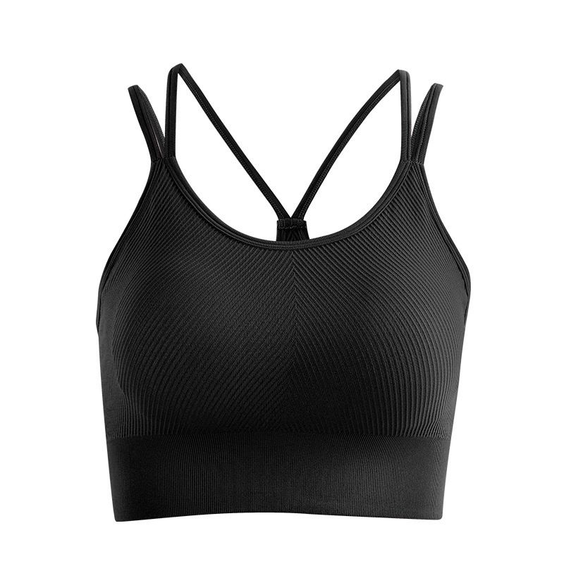 

New Breathable Yoga Clothes Bubble Wrap Sports Vest Female Outerwear Top Tight Fitness Bra Underwear Bra with Chest Pad L Black