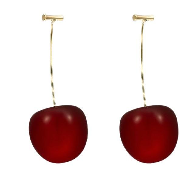 Japanese and Korean Red Cherry Cherries Earrings, Sweet Temperament, Versatile Personality, Fashion, Niche Design Earrings