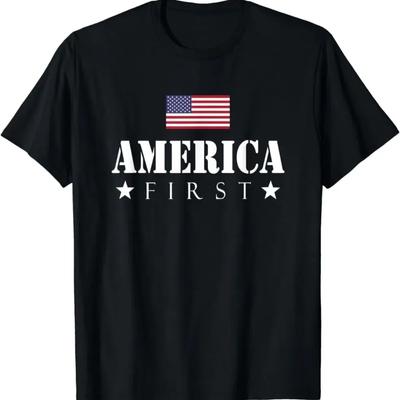 America First Trump Americafirst Cadeau T-shirts Unisexe Y2K Hauts Unisexe Été Manches Courtes Hauts