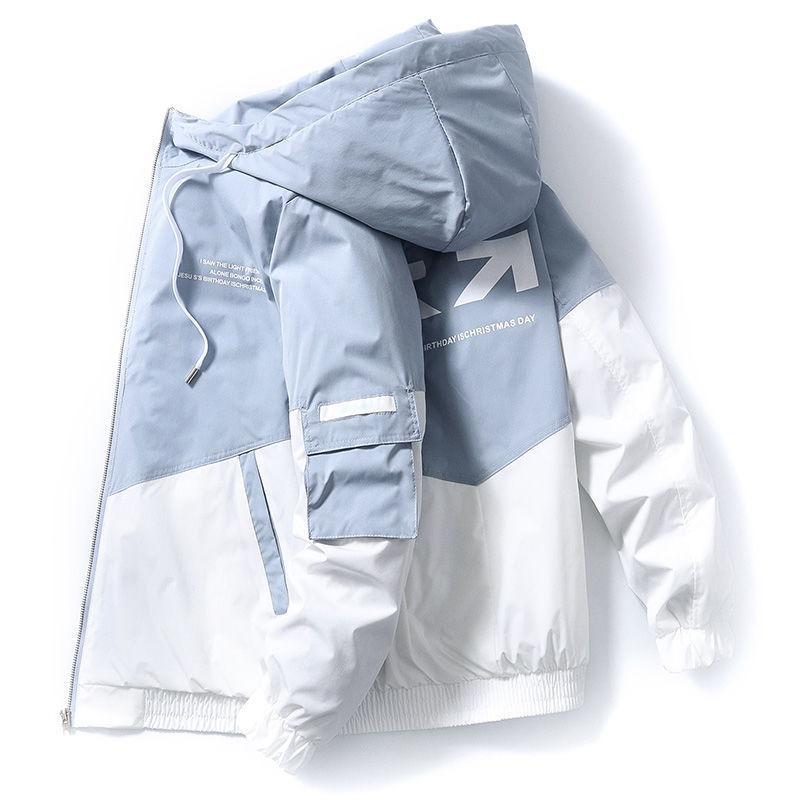 Men's Coat Casual Korean Style Spring Fashionable Thin Jacket Hood Student Workwear Jacket Harajuku Street Clothing