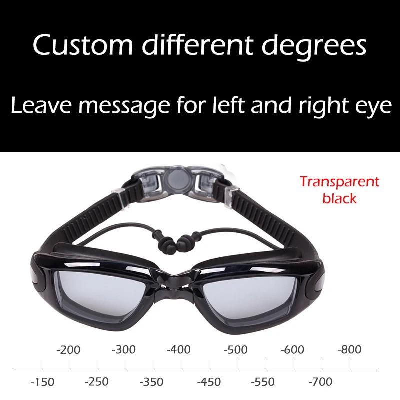 -1.5 Bis -7.0 Erwachsene Myopie Silikon HD Klare Linse Anti-Beschlag Schwimmbrille Schwimmbrille Kundenspezifisch Unterschiedliche Stärke Linkes Rechtes Auge