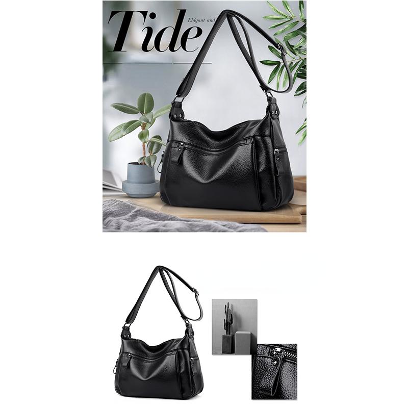 Women's Bag Handbag Fashionable Middle-aged Mother Bag Shoulder Bag Solid Color Ladies Handbag Messenger Bag