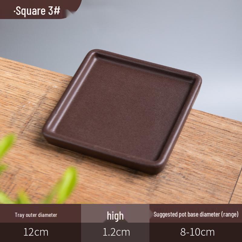 Purple Clay Ceramic Flower Pot Tray - Rectangular/Round Base for Water Catching Bonsai