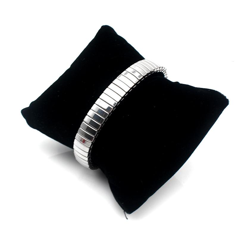 Women Men Stainless Steel Jewelry Elastic Bracelet For Unisex Metal Stripe Linked Bangle Silver Color