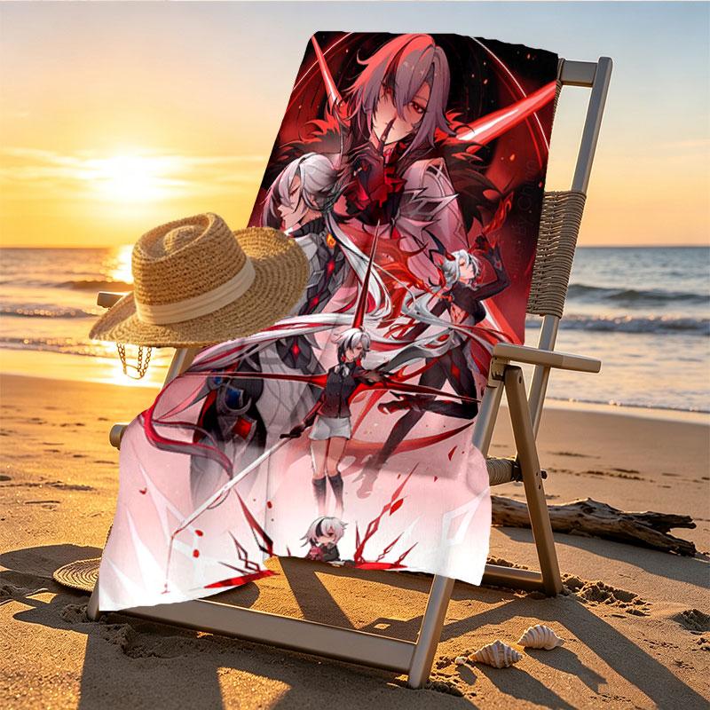Genshin Impact Print Beach Towel Design, Soft, Lightweight. for Home Bathroom, Spa, Pool, Yoga, Surfing, Camping, Gift for Family, Friend