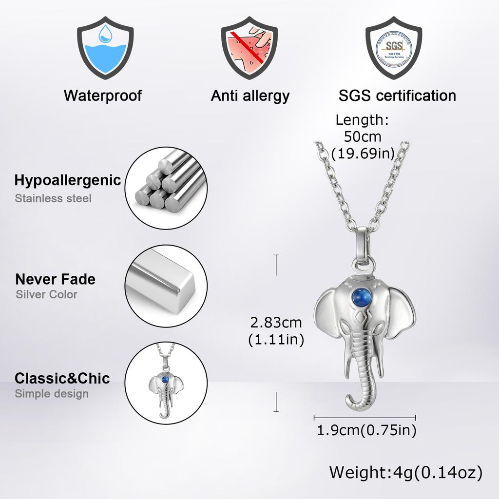 Fashion Unique Design Elephant Pendants Necklace Silver Color Stainless Steel Charm Necklace for Men Punk Chic Jewelry Gifts