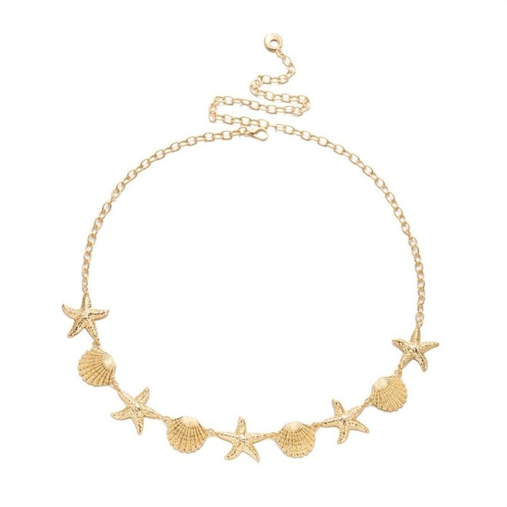 Multi-pendant Starfish Waist Chain Shell Beads Belly Chain Imitation Pearl Body Chain  Ladies
