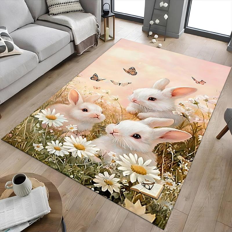 1pc rabbit flowers Carpet Office Rug Outdoor Mat Home Decor Area Carpet Festival Gift Office desk chair carpet
