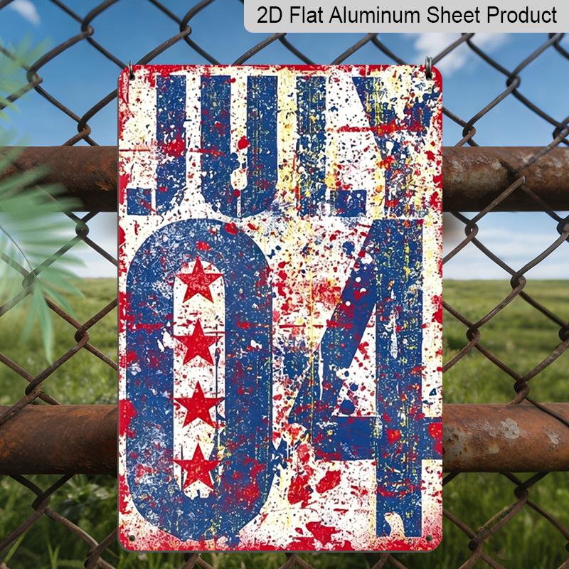 

2D Flat Vintage Metal Sign, American Nostalgic Independence Day Aluminum Sign - July 4th Wall Decor for Garage, Restaurant, Cafe, Club and Living 20*30cm