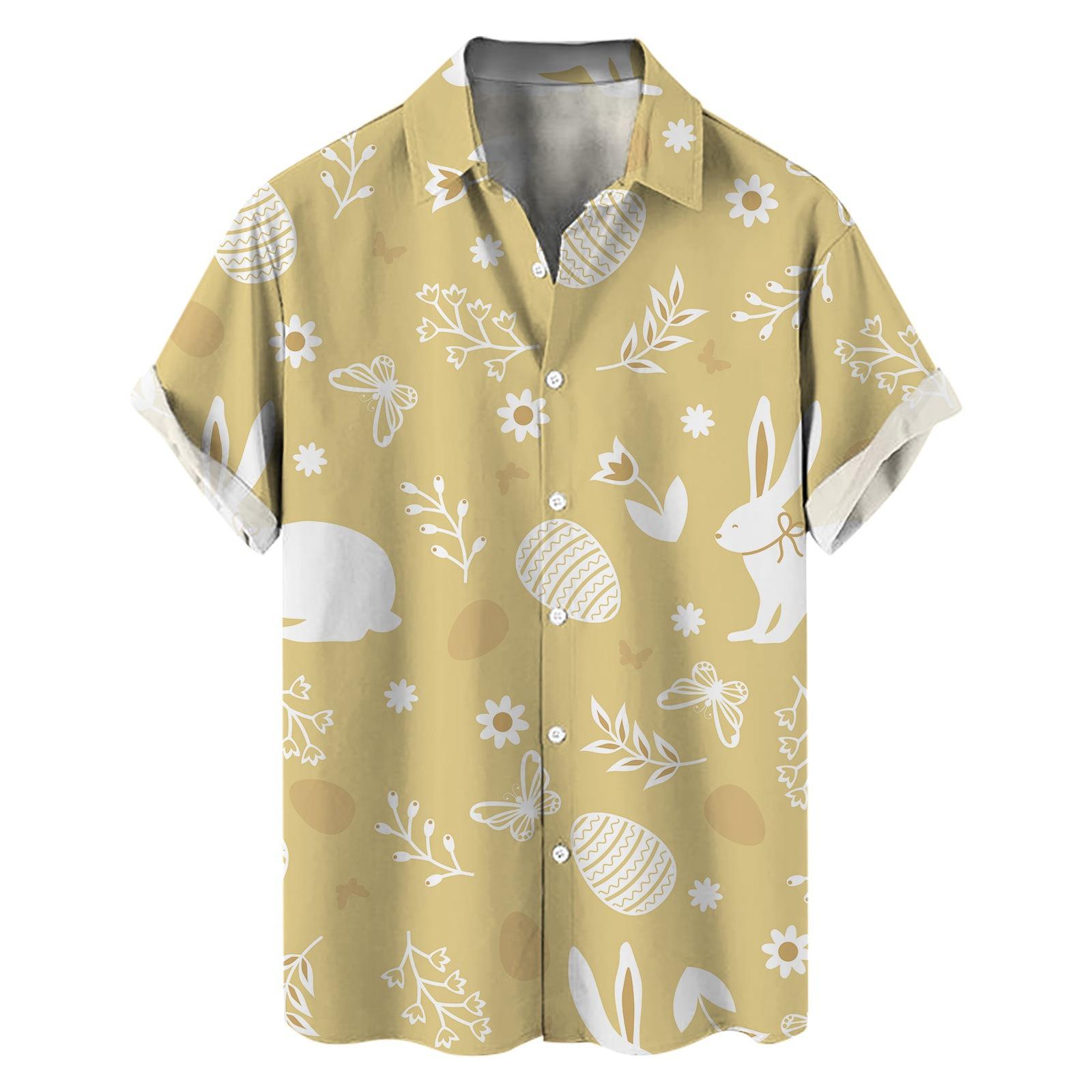 Fashion human Nieuw shirt Pasen elementen 3D digitale print heren losse trend korte mouw shirt XXXL