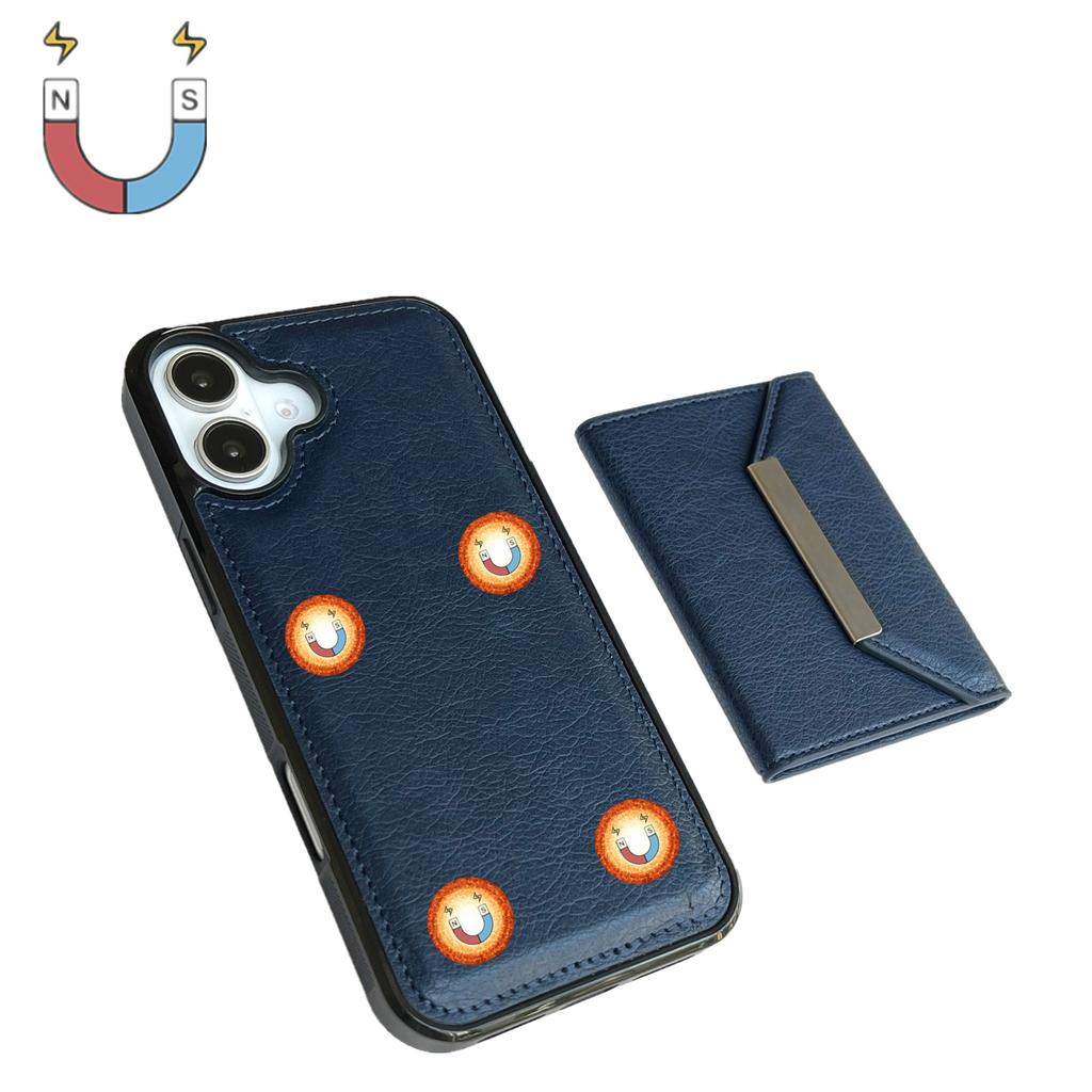 For iPhone 16 Plus Case Card Bag Kickstand TPU+PU Phone Cover