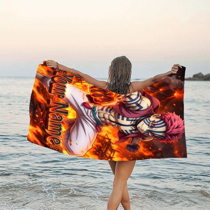 1pc Akaza Beach Towel with Custom Name, Beach/Swimming/Bath/Picnic/Camping Towel, Suitable for Seaside Beaches