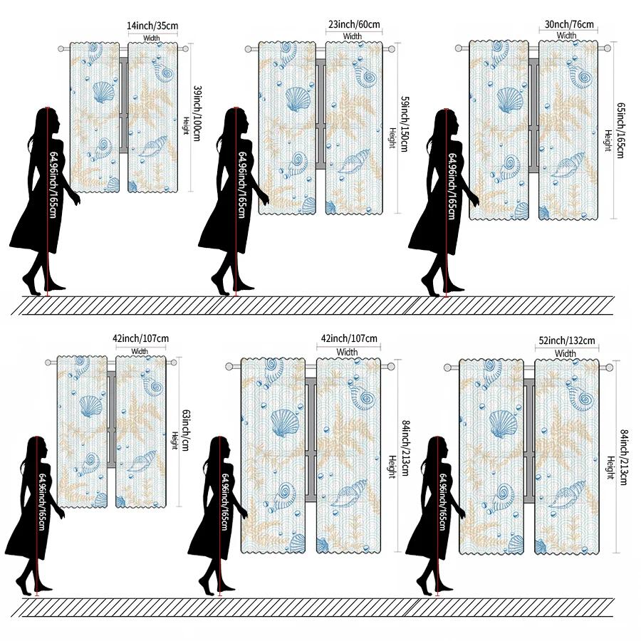 Set Of 2 Shell Conch Printed Curtains Pole Bag Christmas Decorations Home Room Curtain Made Polyester