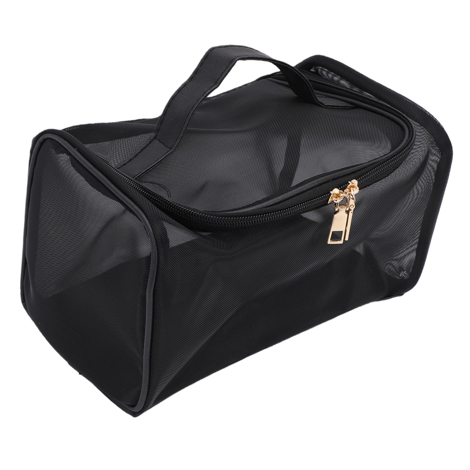 

Nylon Mesh Cosmetic Bag Pouch Portable Large Capacity Mesh Makeup Bag for Toiletries Travel Black Large Size