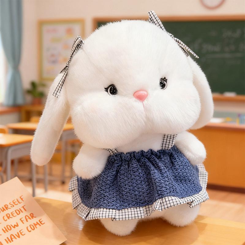 

Носить юбку плюшевая игрушка кукла-кролик белый кролик детская успокаивающая тряпичная кукла подарок на день рождения 18cm（0.1kg） синий