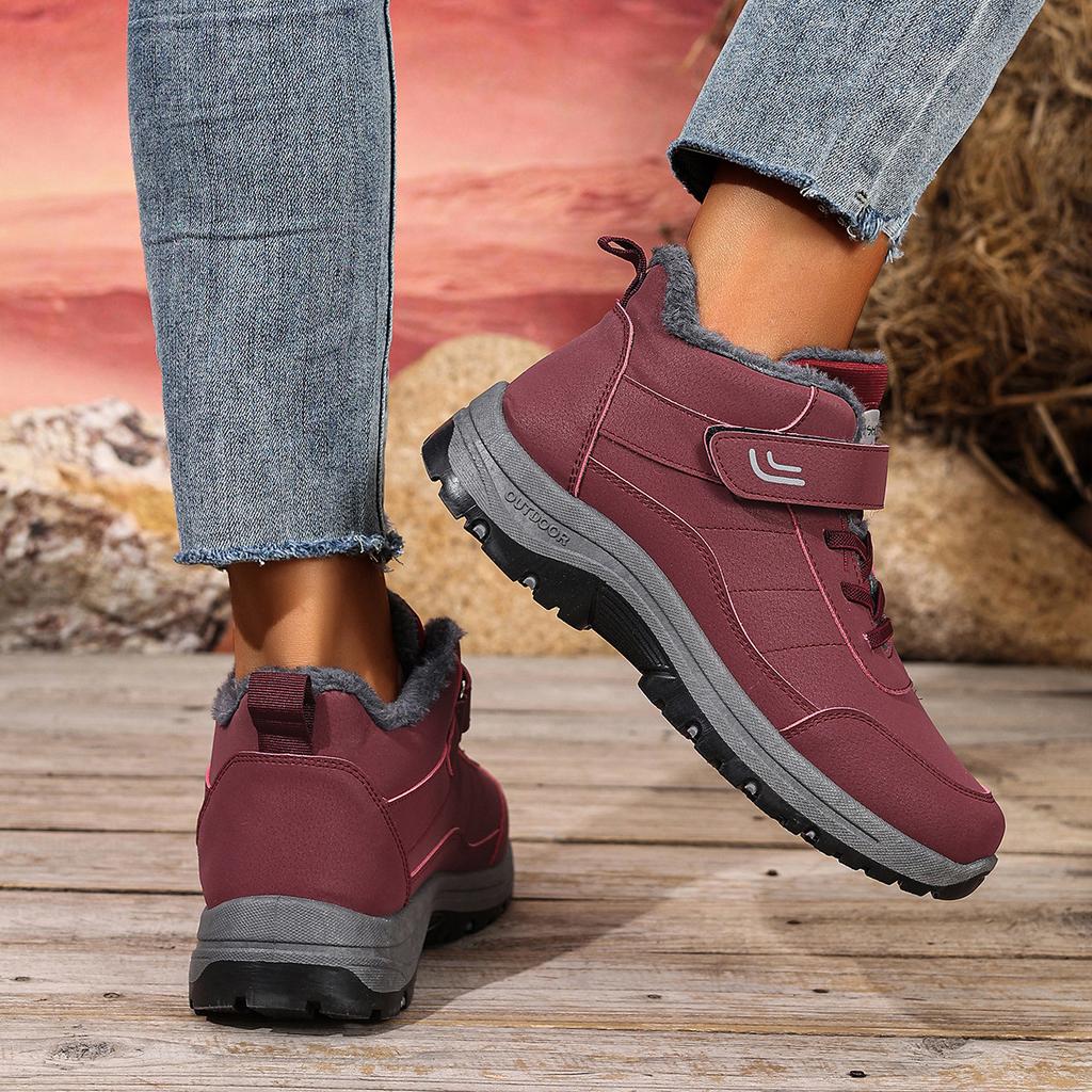 Snow Boots Women's Winter Fleece Thickened Non-slip Boots Versatile High-top Outdoor Platform Casual Shoes Velcro Cotton Shoes