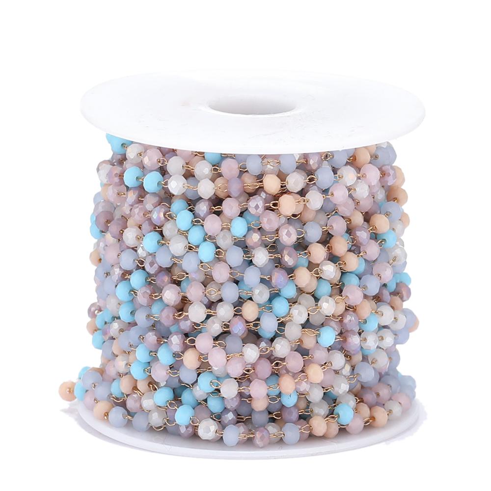 1 Meter Stainless Steel Colorful Glass Beads Chains DIY Jewelry Making Necklace Findings Bracelets Accessories Anklet Supplies
