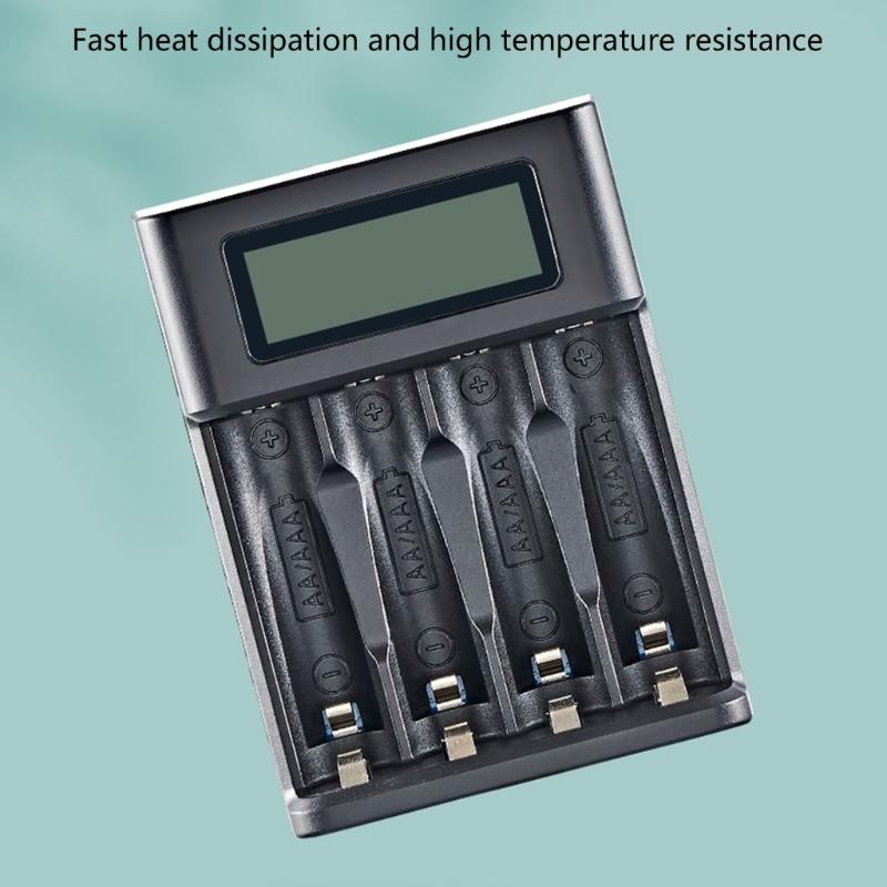 4 Slot AA/LR03 NiMH Rechargeable Batteries AA LR03 Charger LCD Display Intelligent Battery Charger Independent Charging