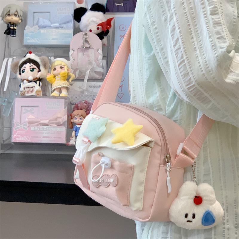 Japanese Cute Bag Female Simple Girl Messenger High Value Ins Fresh and Sweet Student Candy Color Messenger Bag