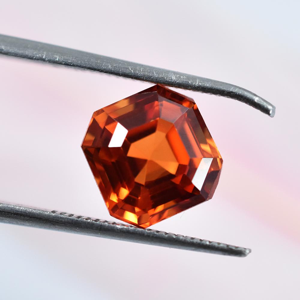 4.23 Ct Natural ORANGE Sapphire CERTIFIED Square Cut Gemstone Free Delivery
