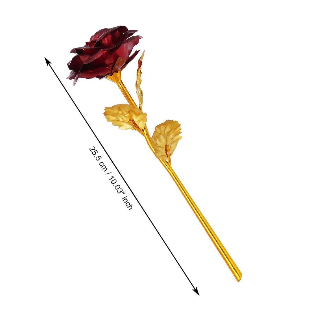 Golden Red Rose Flower Showpiece | Rose Day Valentine Gift for Girlfriend Boyfriend Husband Wife Her Him | Valentine Day Decoration Items