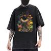 T-shirt Grafica Vintage da Uomo Taglia Europea Pesante Lavata Streetwear Tee Camicia Casual per Tutte le Stagioni Stile Urbano Quotidiano Usurata