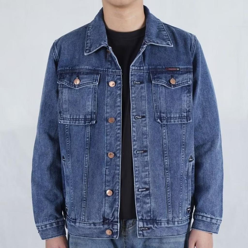 Men's Korean, Denim Jacket Trendy Oversized Casual Jacket Fashionable Lapel Workwear