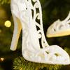 (3 Pcs/pack) 7X7cm High Heeled Shoe Pendant Christmas Tree Hanging Decoration Xmas Pendant White Elegant Versatile Party DIY