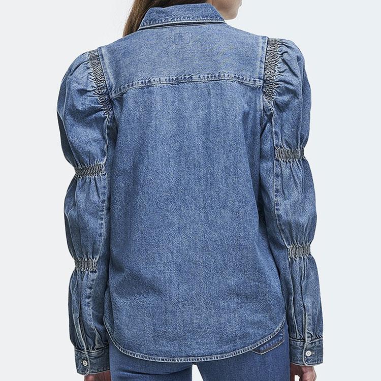 Levis SS22 Džínová bunda s límečkem a nabíranými rukávy Dámské bundy Modrá A1883-0002