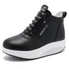Women's Black Sneakers Height Increase White Leather Boots Platform Casual High Top Thick Sole Elevator Shake Shoes for Students