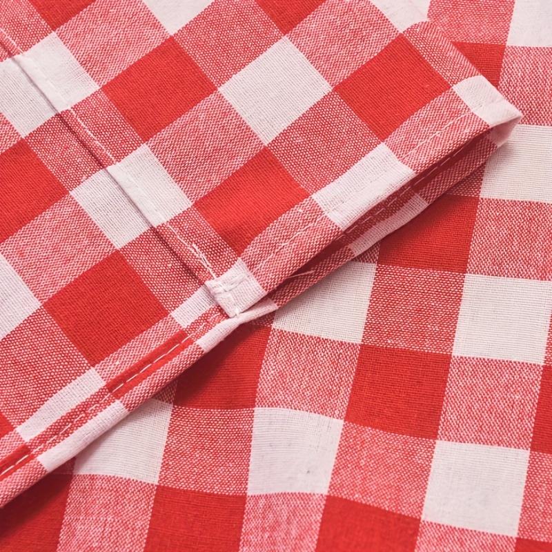 1pc Red and White Checkered Lightweight Curtain for Living Room Bedroom Bathroom Kitchen Rod Pocket Design Polyester Coffee Shop