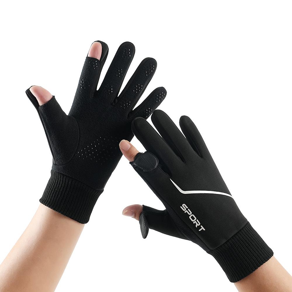 Winter Warm Gloves for Men Outdoor Riding Touch Screen Water-splashing and Windproof Plus Velvet Driving Finger Cold Proof Gloves