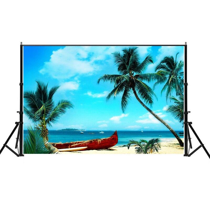 Sommer Meeresstrand Fotografie Hintergrund Tropischer Ozean Palme Sand Malerischer Hintergrund für Fotostudio Porträt Videoaufnahme Party Dekoration Requisiten