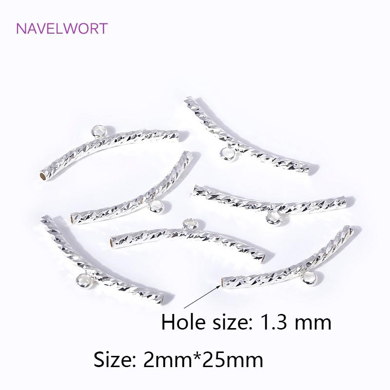 2mm*25mm 18K Gold Plated Corrugated Curved Long Tube Beads Connectors Bails For DIY Jewelry Making Bracelet Necklace Accessories