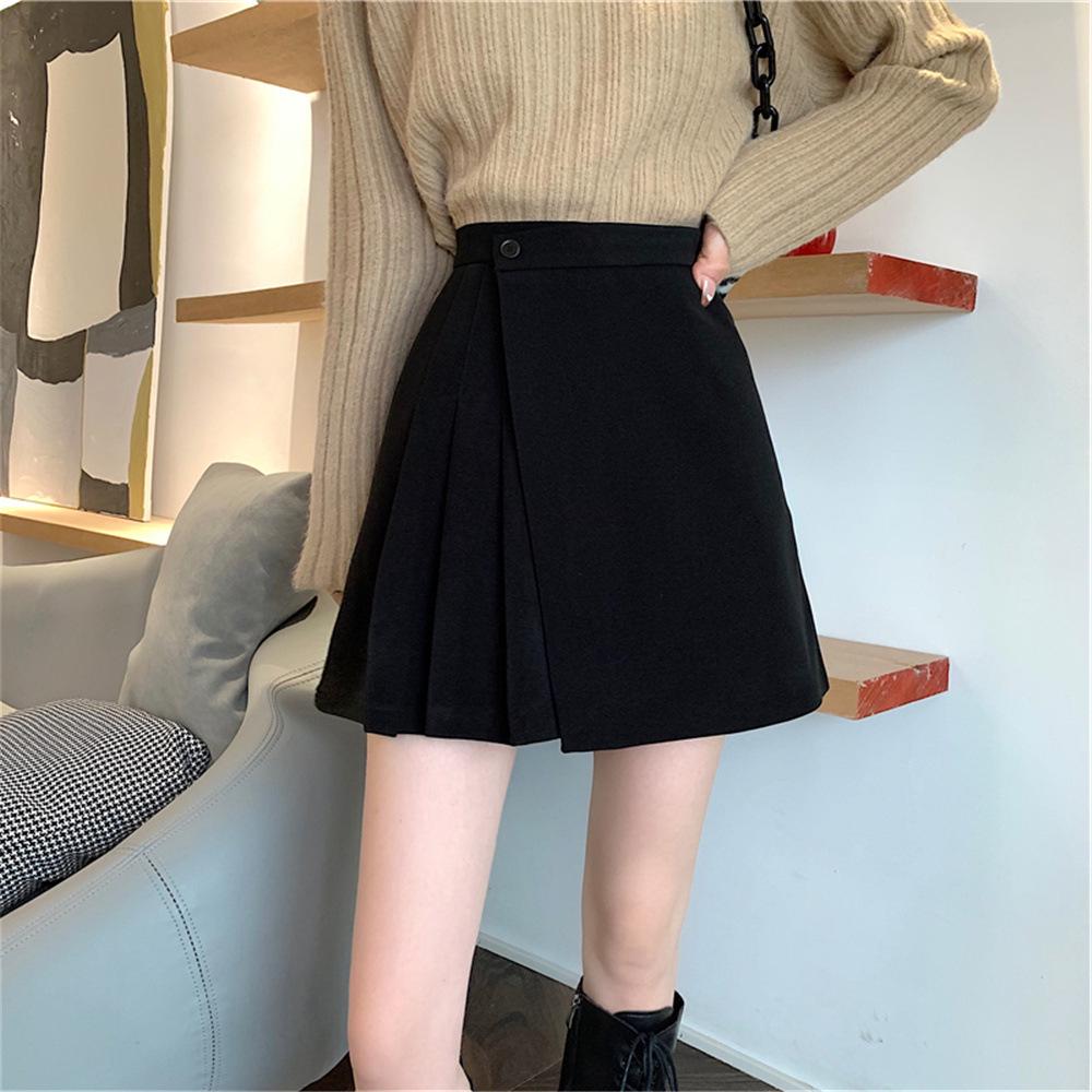 Pleated Wool Skirt: Irregular Pear Shape, 2026 Spring Korean Style, Hip-Hugging for Women