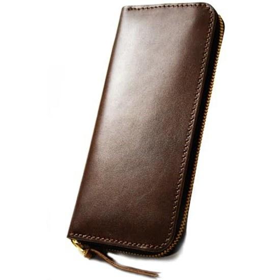 Codel atelierCODEL long wallet mens round zipper Tochigi leather genuine made Japan large capacity 8 card slots gift (dark brown)