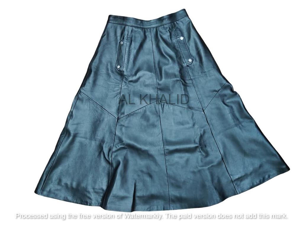 Skirt Soft Long Flare Skirt Black Stylish Hot Women's Genuine Lambskin Leather