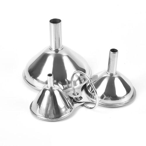 3-Piece Stainless Steel Funnel Set: Wide-Mouth Funnel, Mini Funnel, for Oil, Vinegar, Sake, Spices, Oil Cans, Oil Bottles, Pouring Tools, 3 Sizes, Wid