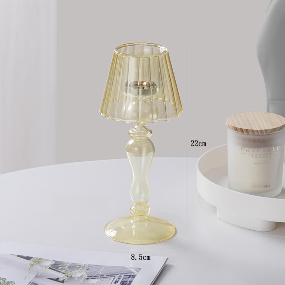 Creative Desk Lamp Shaped Glass Candle Holder European Romantic Dinner Candle Holder for Wedding Dinning Party Supplies Decor
