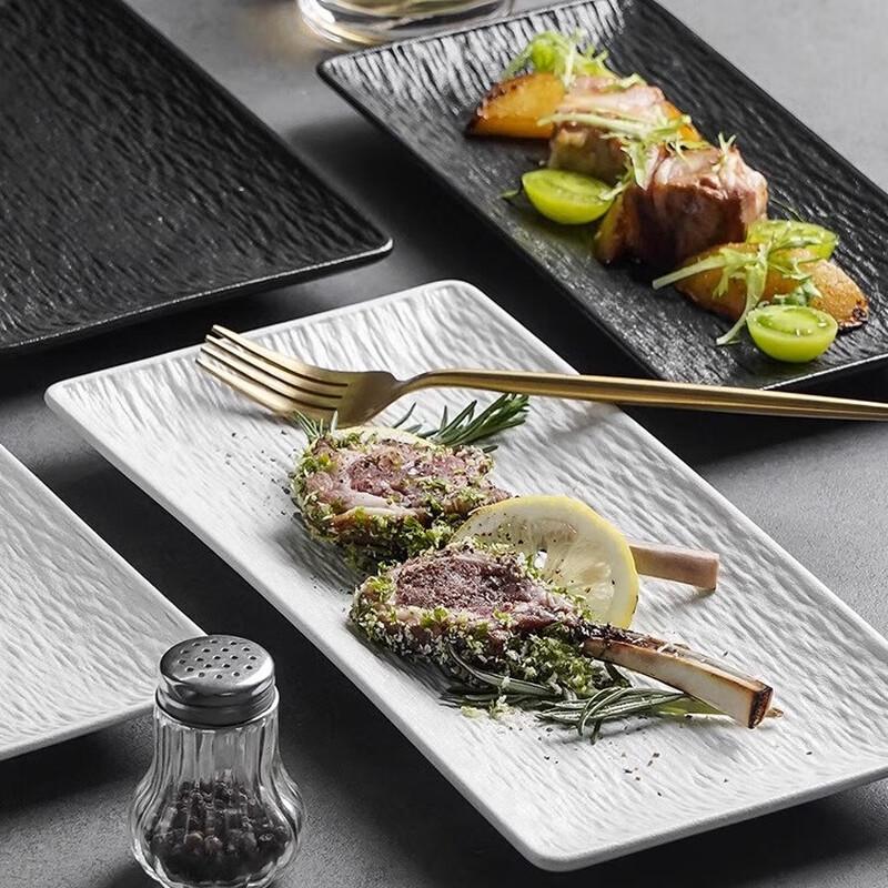 Plat de service rectangulaire en céramique style nordique