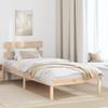 Brown Bed Frame with Headboard 90 X 190 Cm Solid Pine Wood
