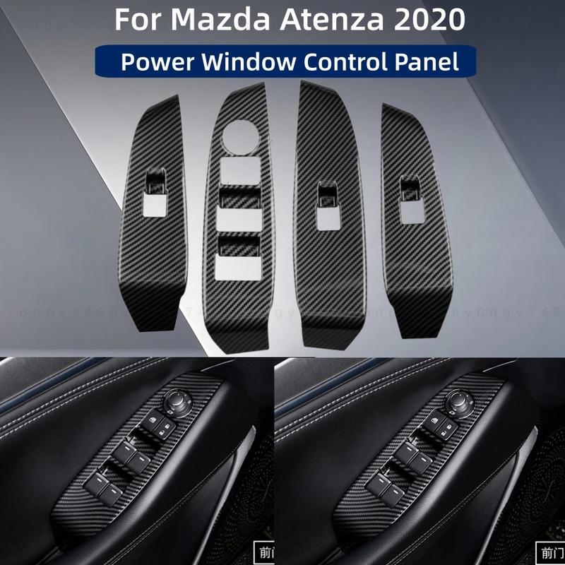 Power Window Control Panel Car Upgrade Stickers ABS Plastic Carbon For Mazda Atenza  Trim Paste Cars Decoration Accessories