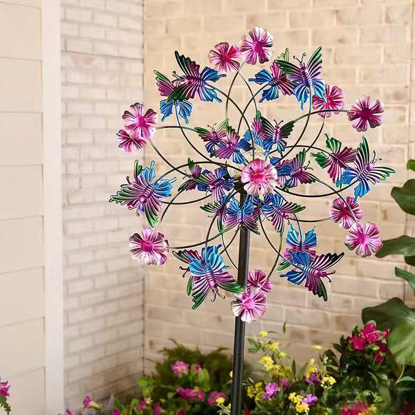 Colorful Rotating Iron Windmill Garden Decoration