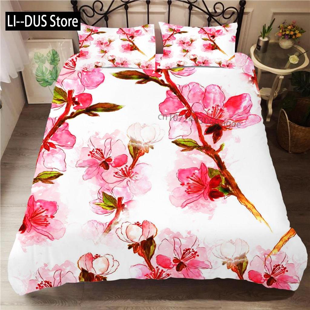 Flower Duvet Cover Set White Butterfly Flower Pattern Fantasy Purple Background Bedding Set Flower Theme King Size Quilt Cover