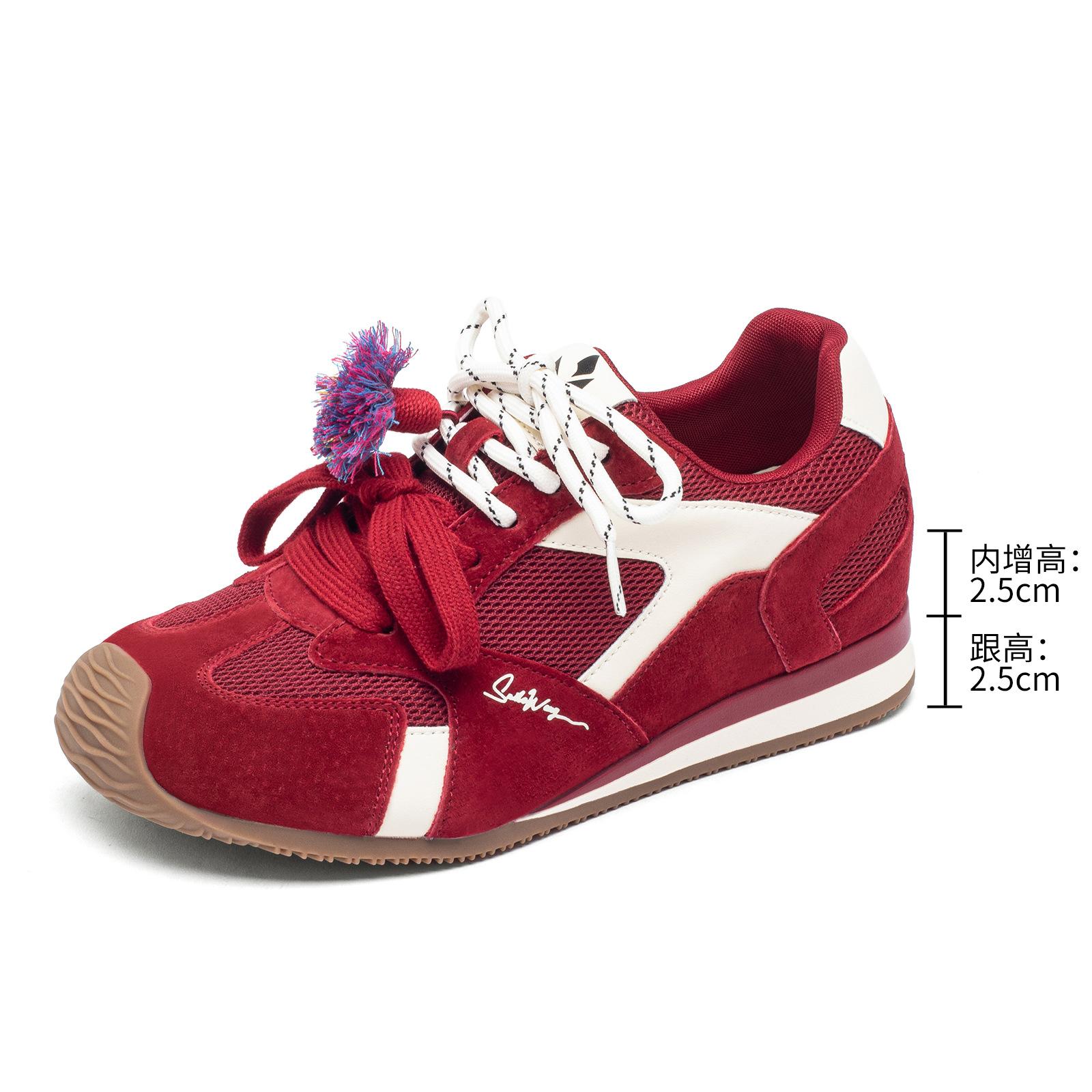 

2025 осень и зима ретро немецкие тренировочные кроссовки женские трендовые дышащие кроссовки с внутренней танкеткой универсальная платформа спорт и отдых 40