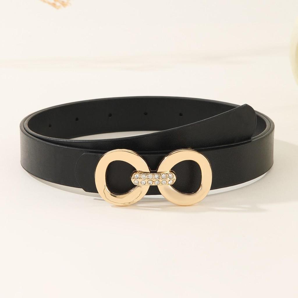 Women's Versatile 8-Figure Buckle Leather Waist Belt - Thin, Simple, Waist-cinching Fashion Accessory