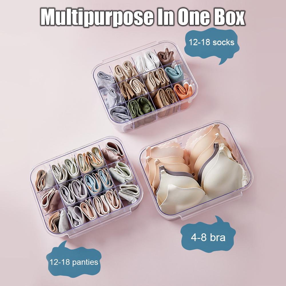 Socken-Organizer, Schubladentyp, BH-Unterwäsche-Aufbewahrungsboxen, abnehmbare Trennwand, 12 Fächer, Kleiderschrankschublade, staubdicht